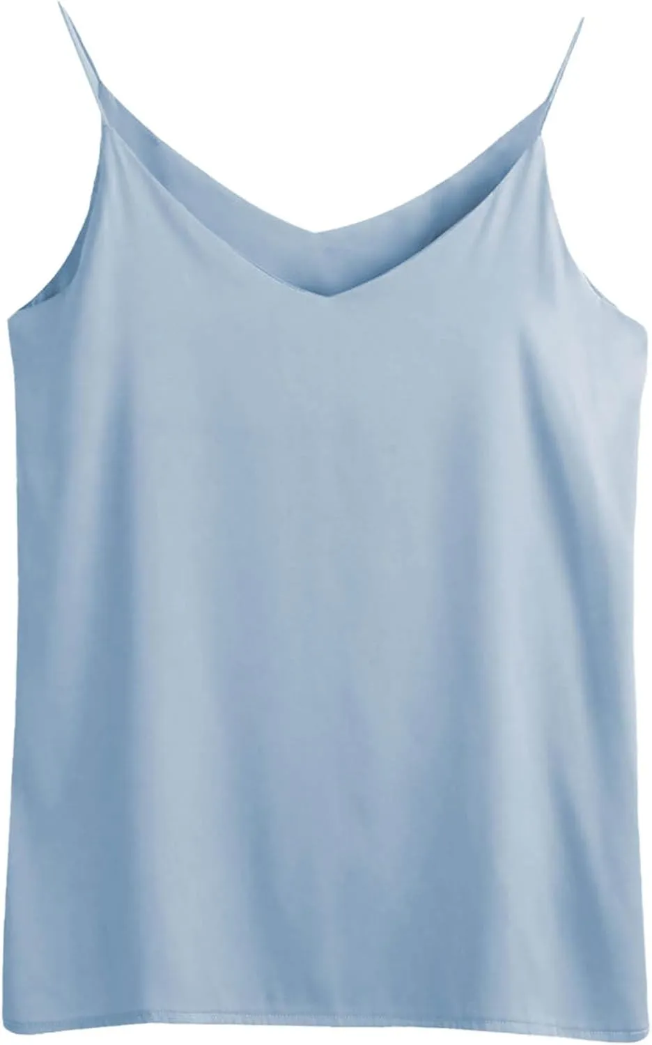 Womens Silk Satin Cami Tops Summer Cute Spaghetti Strap Camisole Sleeveless V Neck Basic Crop Tank Shirt Loungewear