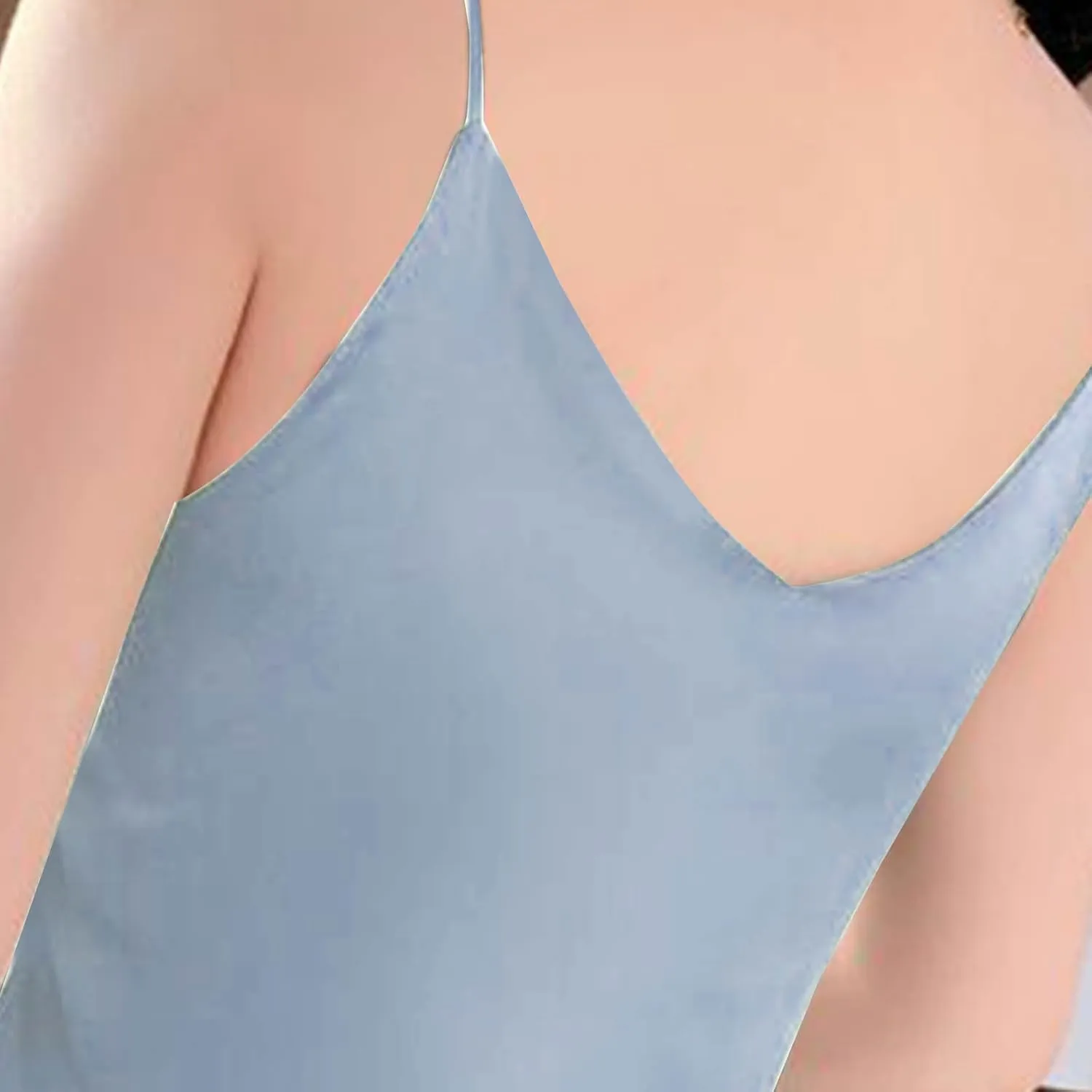 Womens Silk Satin Cami Tops Summer Cute Spaghetti Strap Camisole Sleeveless V Neck Basic Crop Tank Shirt Loungewear