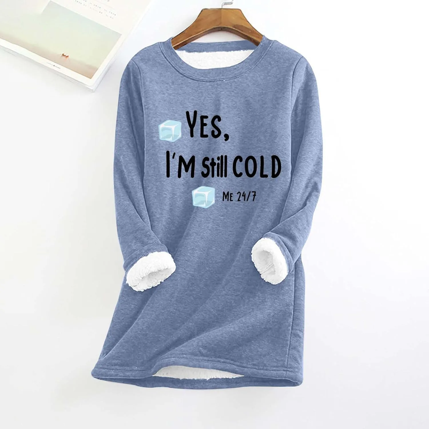 Womens Sweatshirt Warm Sherpa Lined Fleece Pullover Tops Casual Crewneck Sweater Long Sleeve Pullover Loungewear