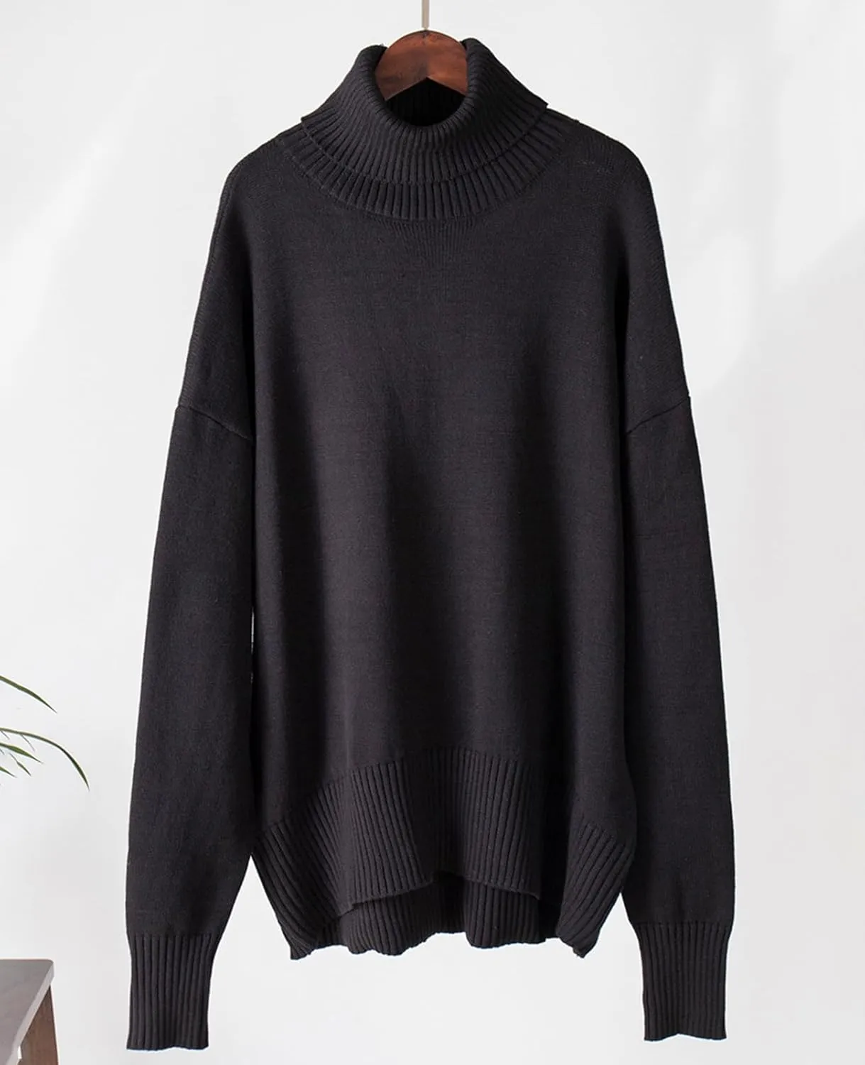 Women's Turtleneck Oversized Sweaters Long Sleeve Soft Knit Pullover Winter Solid Sweater Loose Tops
