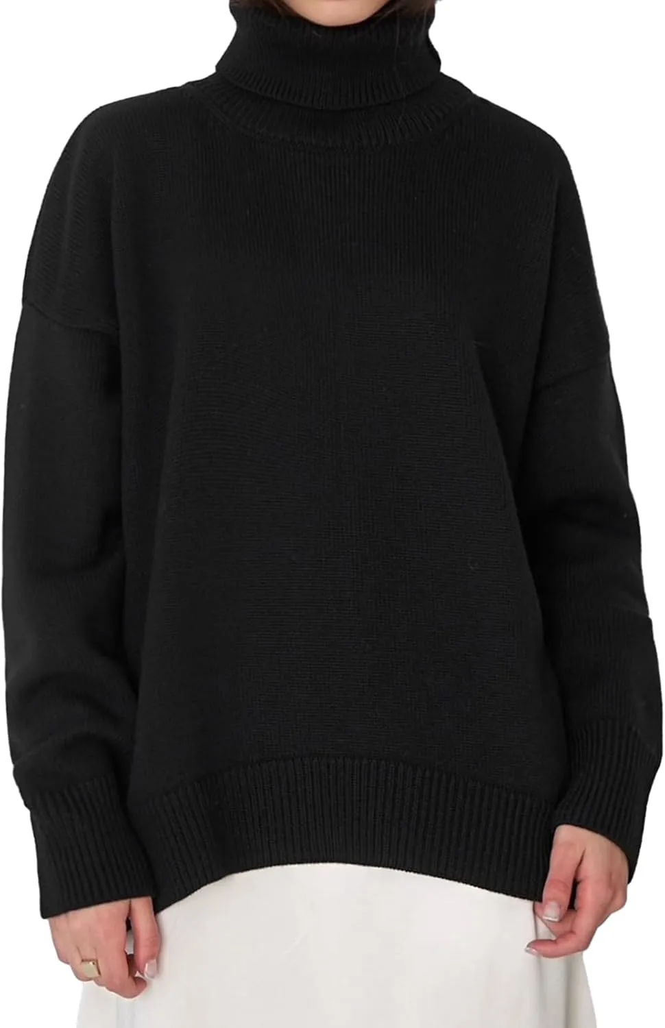 Women's Turtleneck Oversized Sweaters Long Sleeve Soft Knit Pullover Winter Solid Sweater Loose Tops
