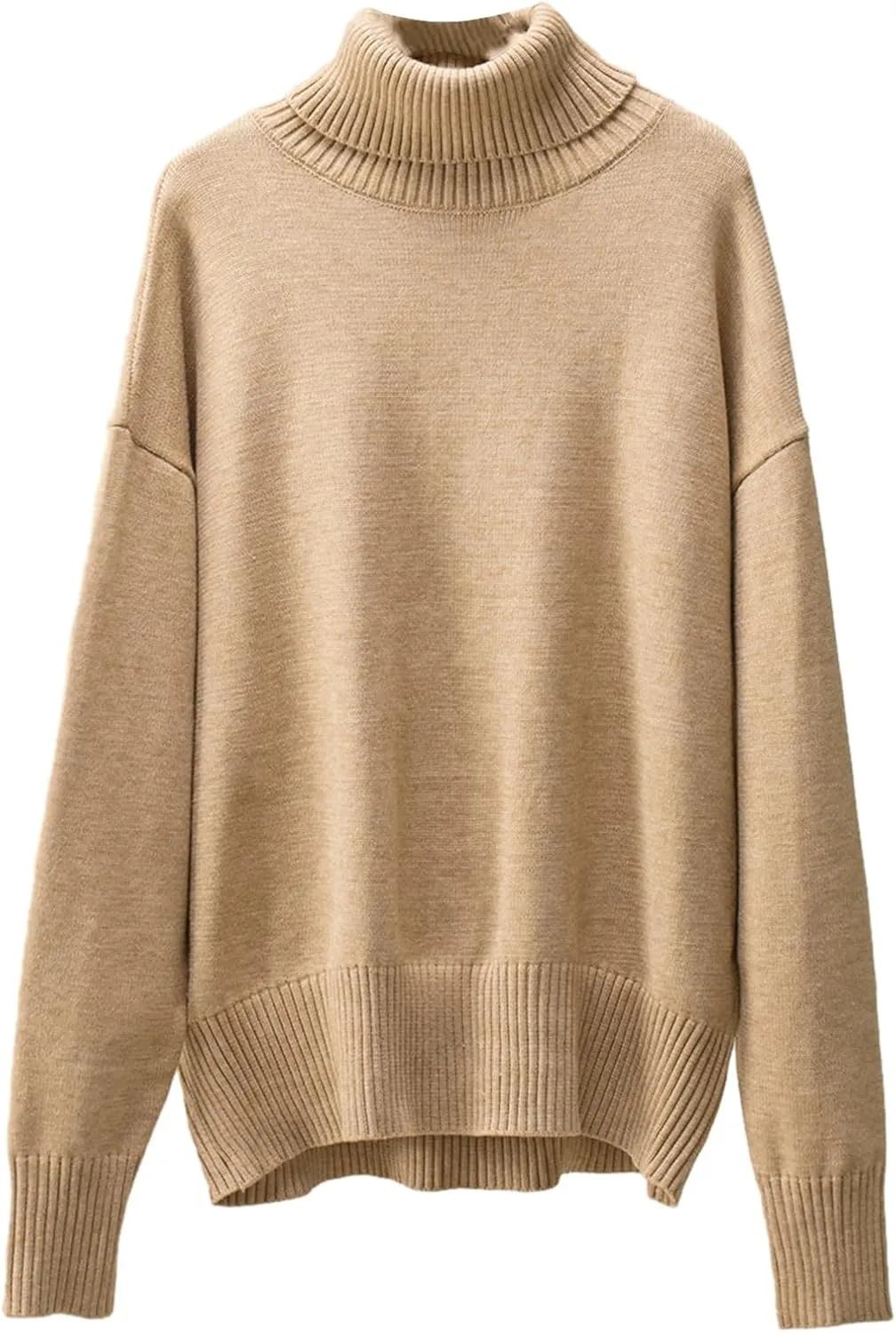 Women's Turtleneck Oversized Sweaters Long Sleeve Soft Knit Pullover Winter Solid Sweater Loose Tops