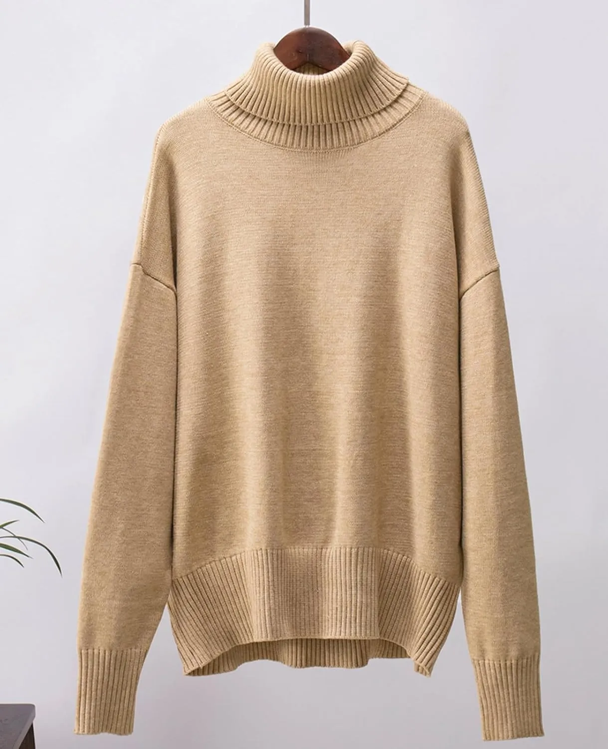 Women's Turtleneck Oversized Sweaters Long Sleeve Soft Knit Pullover Winter Solid Sweater Loose Tops
