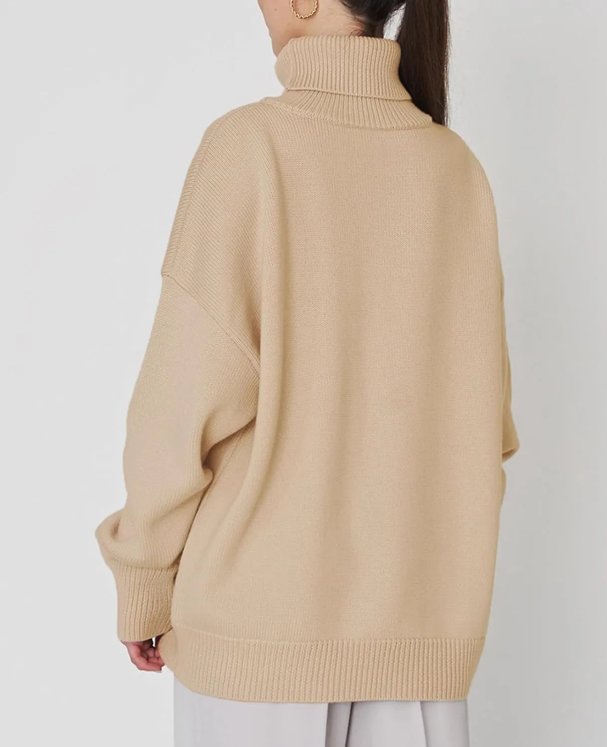 Women's Turtleneck Oversized Sweaters Long Sleeve Soft Knit Pullover Winter Solid Sweater Loose Tops