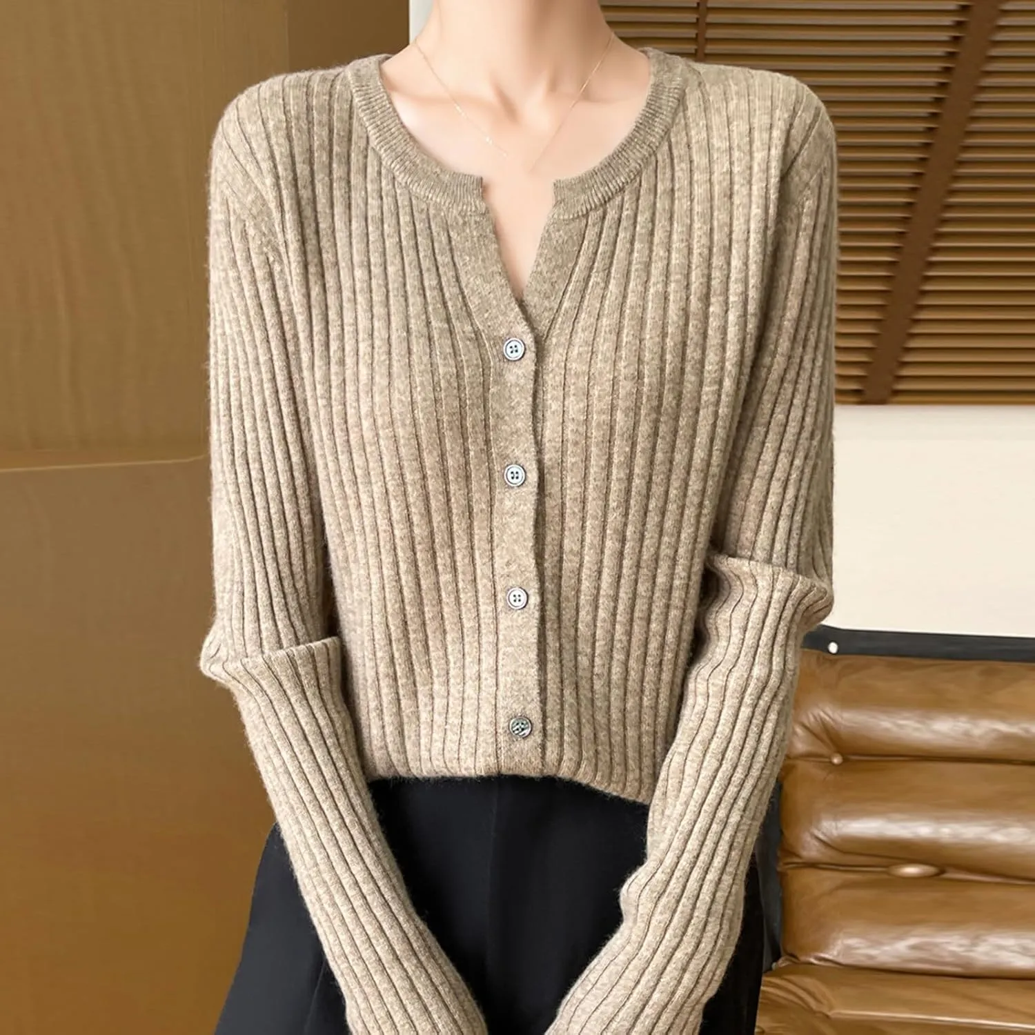 Women's V-Neck Long Sleeve Button Down Lightweight Sweater Soft Knit Cardigan Slim Fashion Tops Jackets 2024