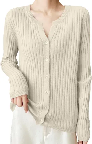 Women's V-Neck Long Sleeve Button Down Lightweight Sweater Soft Knit Cardigan Slim Fashion Tops Jackets 2024