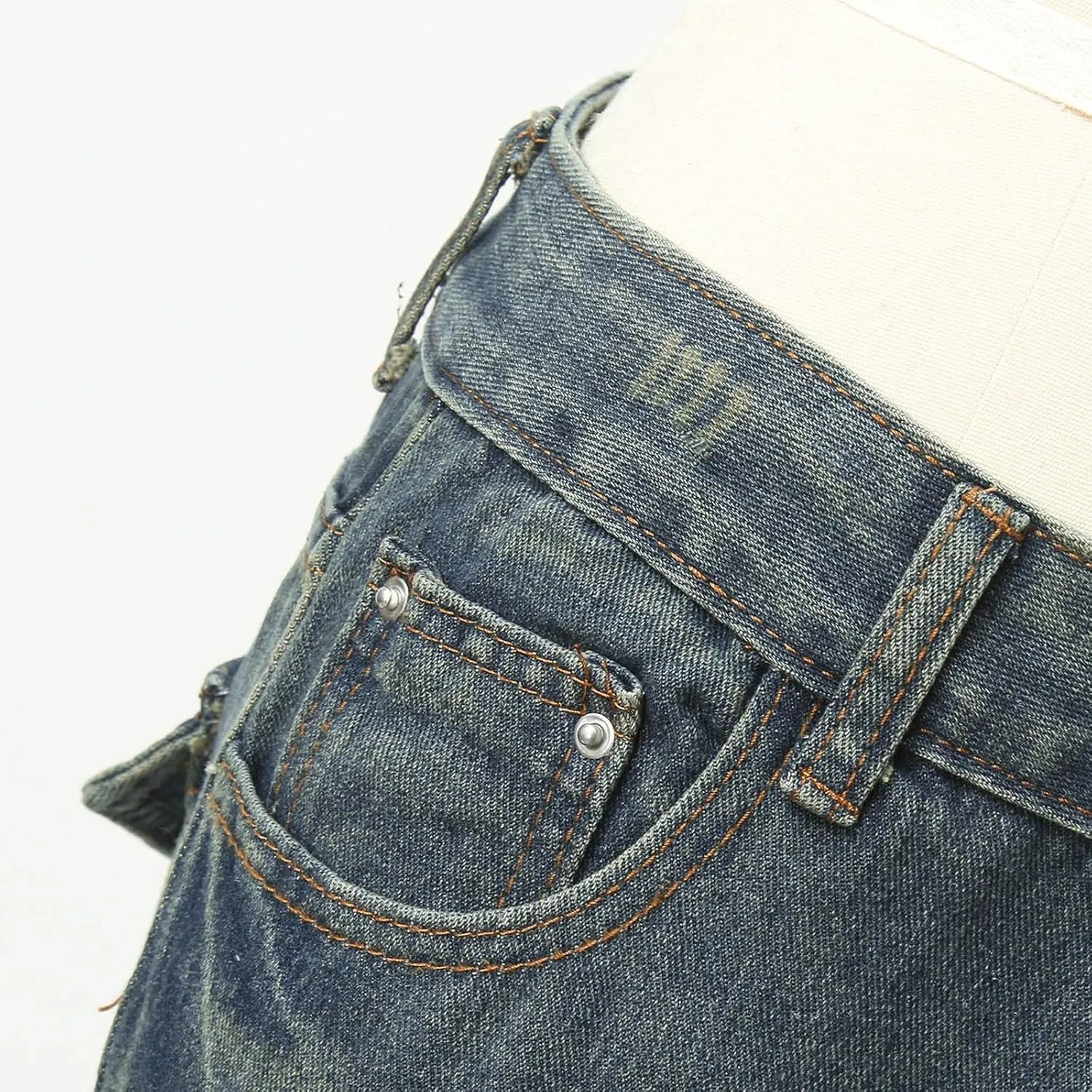 Women's Wide Leg Jeans Casual High Waisted Trendy Straight Leg Stretch Cropped Trousers Y2k Denim Pants with Pockets