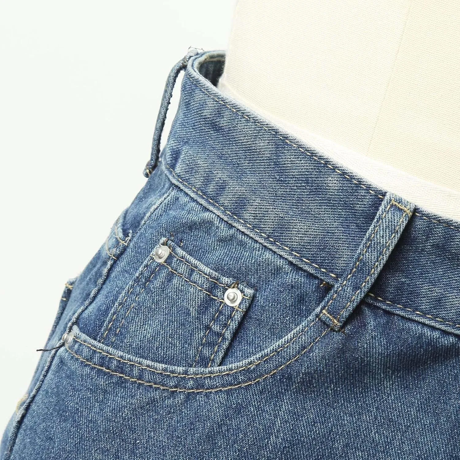 Women's Wide Leg Jeans Casual High Waisted Trendy Straight Leg Stretch Cropped Trousers Y2k Denim Pants with Pockets