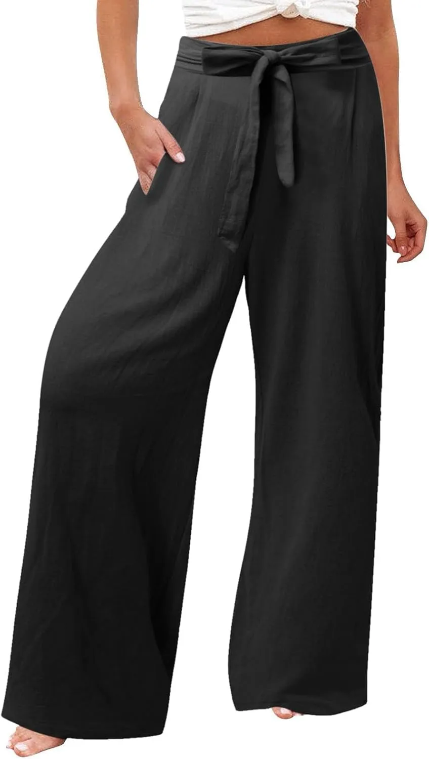 Women's Wide Leg Pants Winter Casual Vacation Leggings with Pockets Water Resistant Flare Leggings