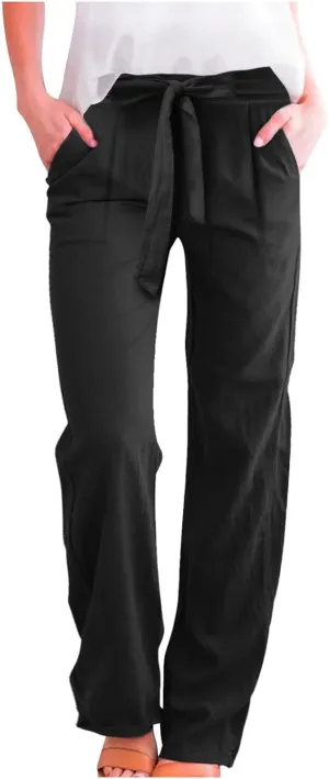 Women's Wide Leg Pants Winter Casual Vacation Leggings with Pockets Water Resistant Flare Leggings