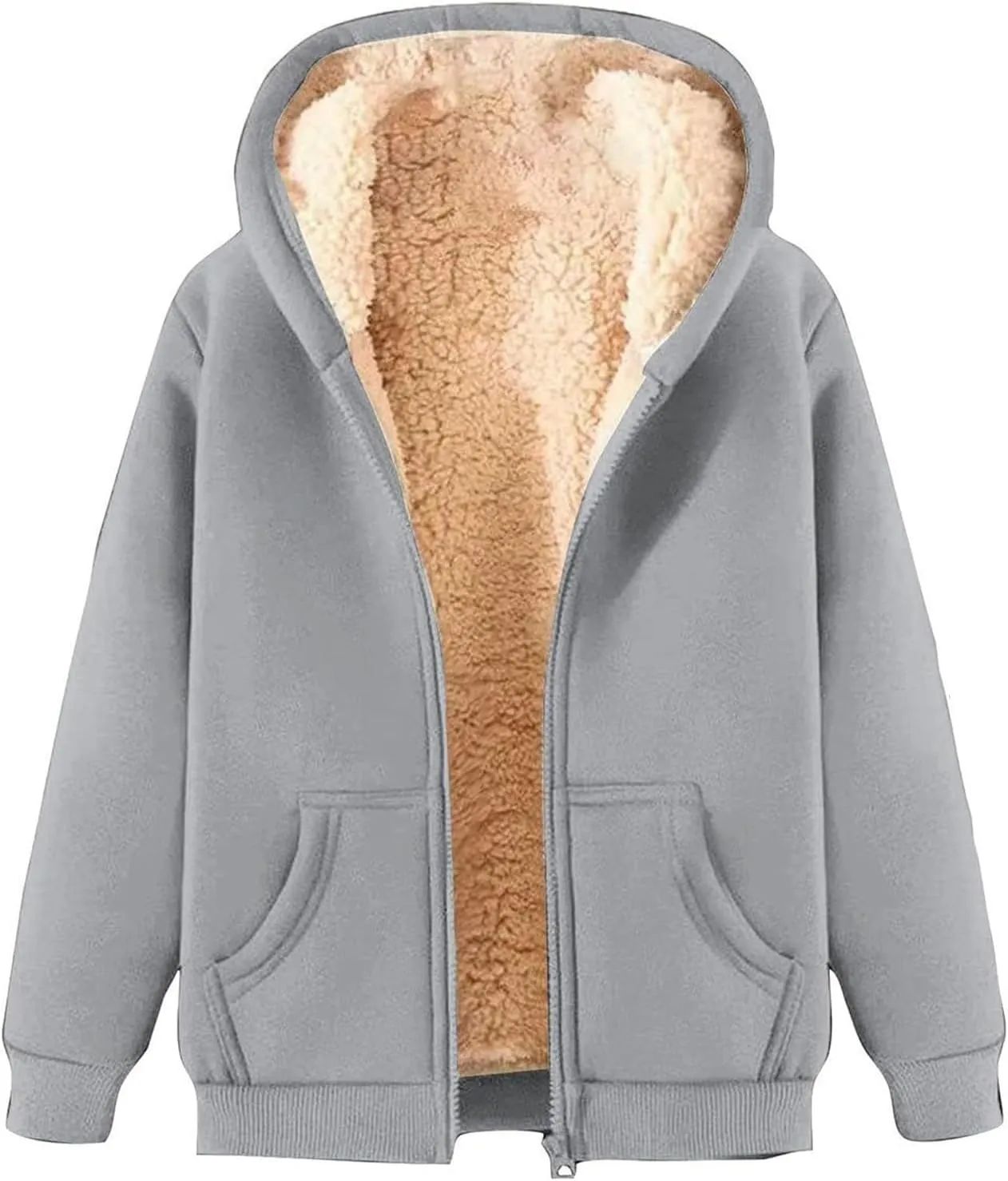 Womens Winter Tracksuits Fleece Sherpa Lined Zip Up Hoodies Thick Warm Lamb Woolen Jogger Pants Sweatsuit