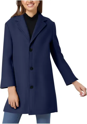 Women's Winter Wool Blend Pea Coat Single Breasted Casual Trench Coats Overcoat Long Elegant Coats Slim Fit Jackets