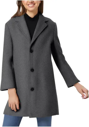 Women's Winter Wool Blend Pea Coat Single Breasted Casual Trench Coats Overcoat Long Elegant Coats Slim Fit Jackets