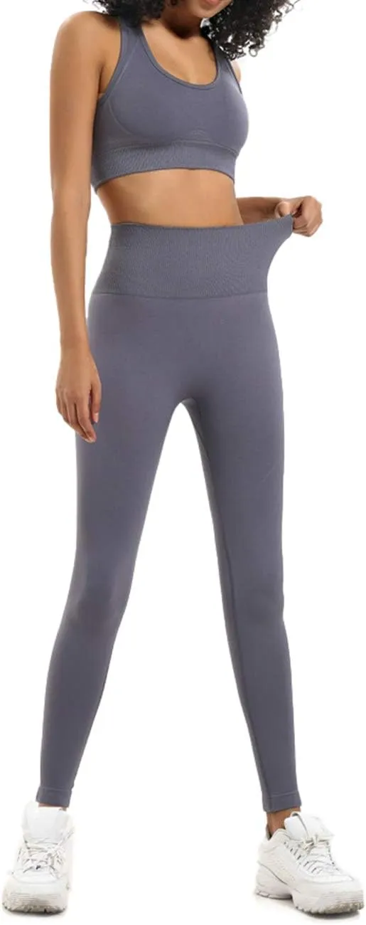 Women's Yoga Outfits 2 Piece High Waisted Leggings with Sports Bra Gym Clothes Sets