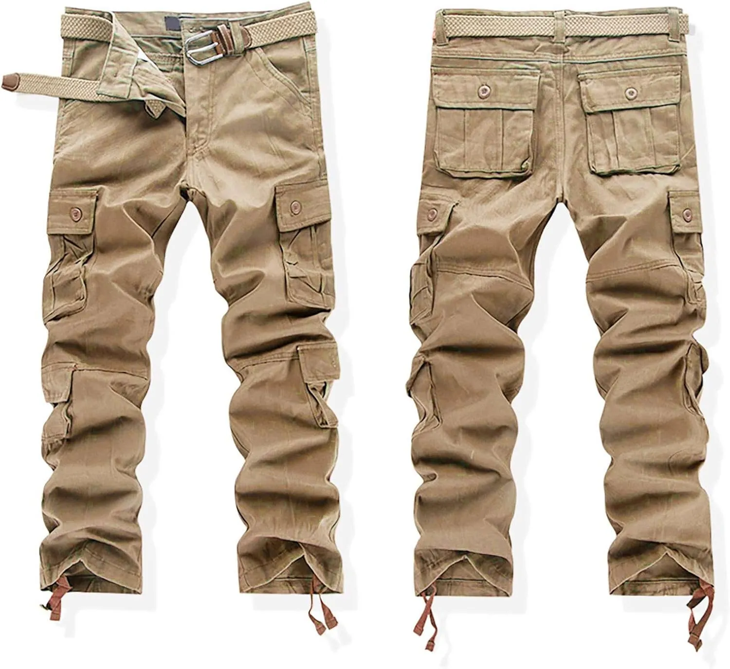 Work Pants for Men Cargo Trousers Hiking Pants 8 Pocket Plain Comfort Breathable Outdoor Mens Sweatpants with Baggy