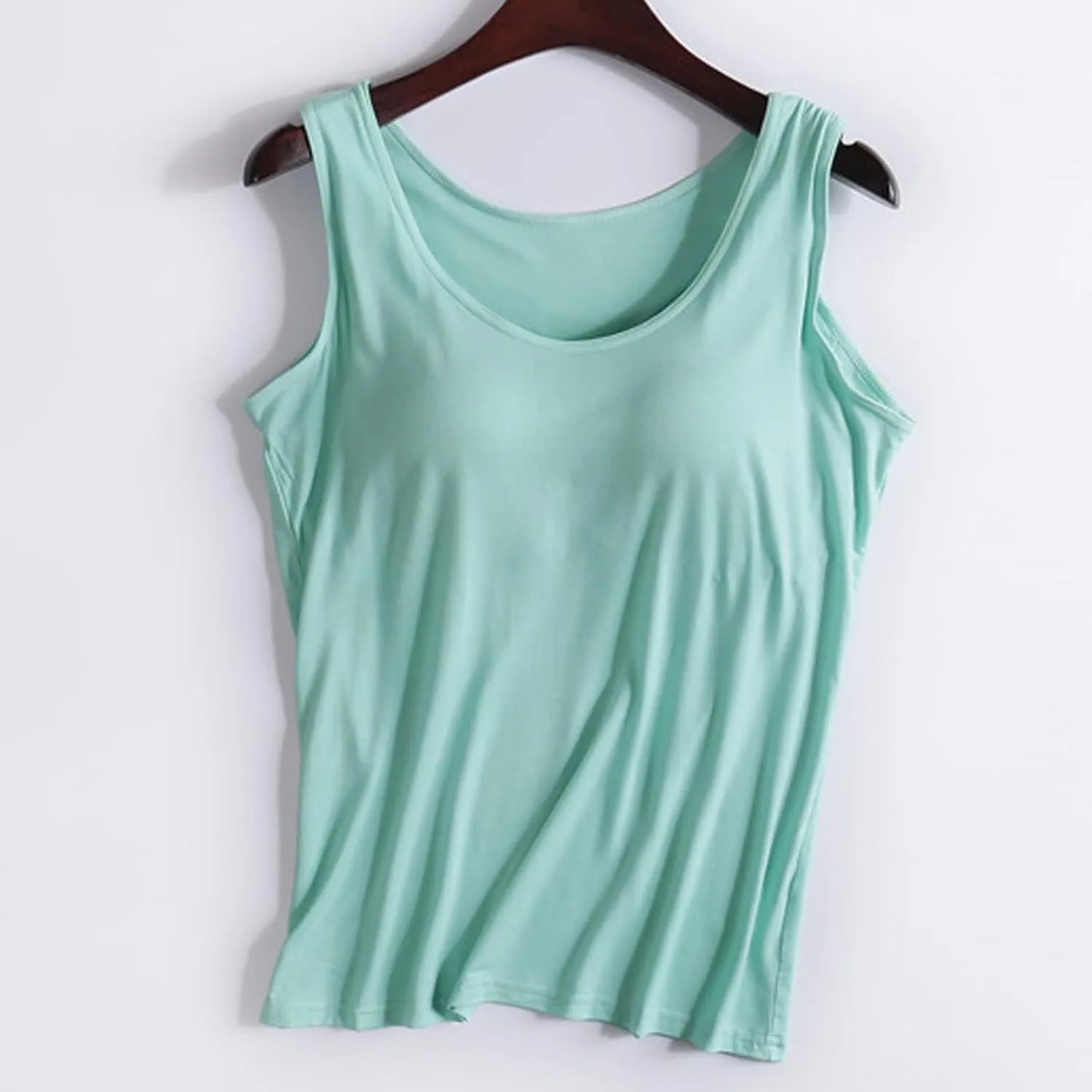 Workout Tank Tops for Women with Built in Bras Padded Modal Breathable Solid Basic Tanks Plus Size Casual Running Yoga Shirts