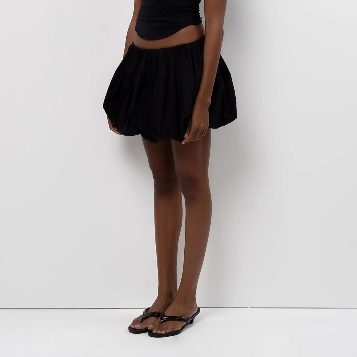 Y2K Mini Bubble Skirt for Women Pleated Ruffle Hem Short Skirt Retro Puffy A Line Balloon Skirt Streetwear