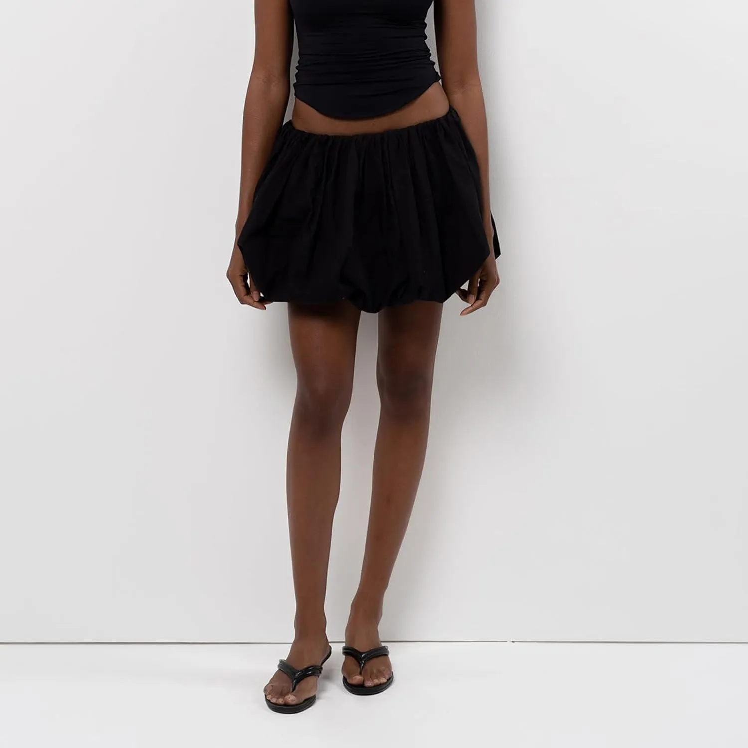 Y2K Mini Bubble Skirt for Women Pleated Ruffle Hem Short Skirt Retro Puffy A Line Balloon Skirt Streetwear