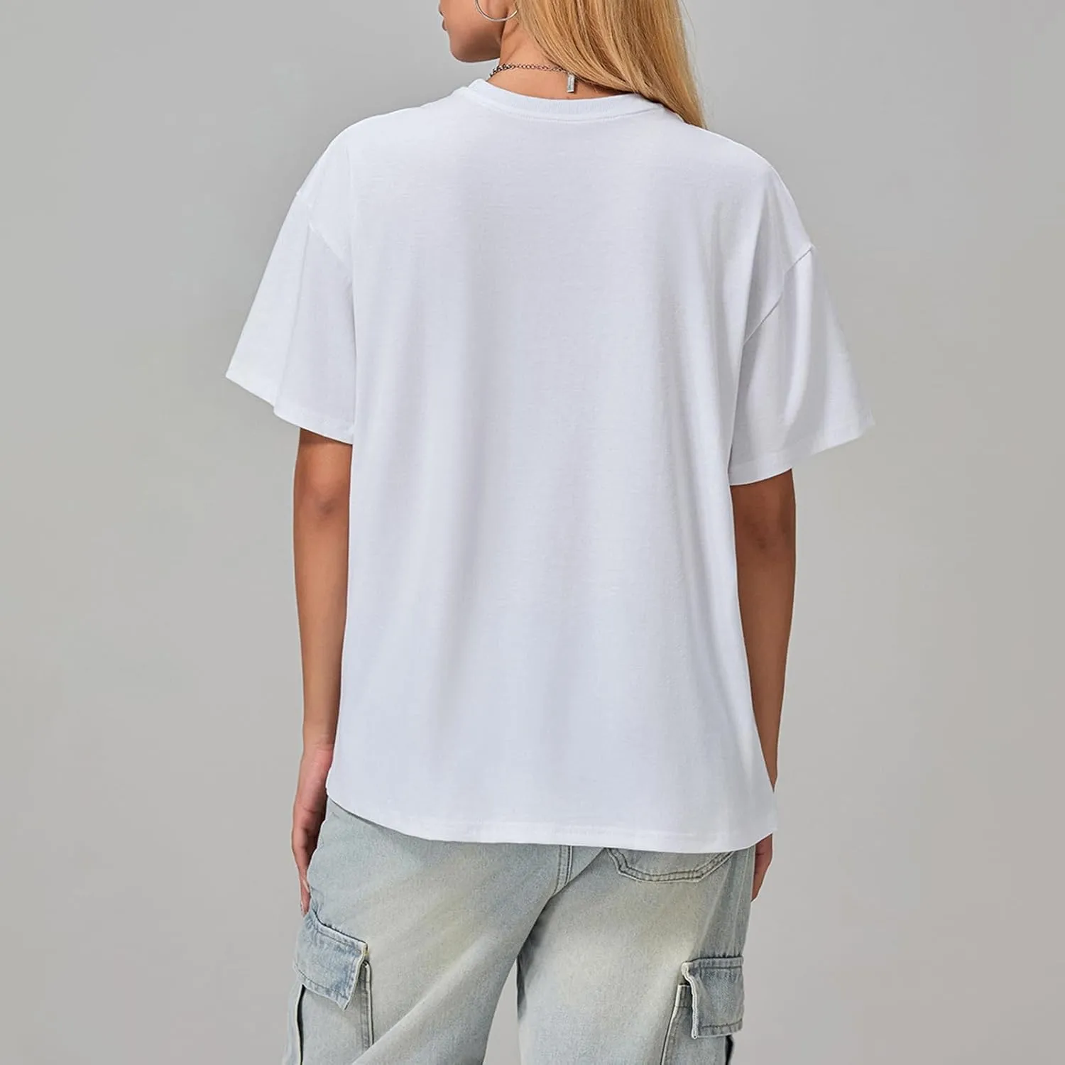 Y2k Oversized Graphic Tshirt for Women Cute Fruit Print Crew Neck Loose Baby Tee Casual Baggy Aesthetic Streetwear