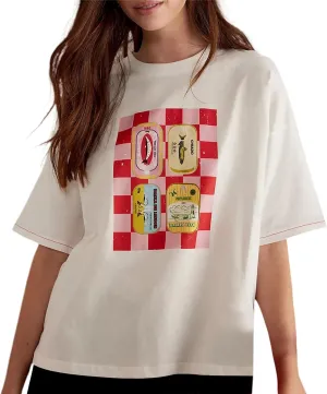 Y2k Women Oversized Graphic Tee Shirt Cute Fruit Print Crew Neck Preppy Baggy Tshirt Vintage Aesthetic Streetwear