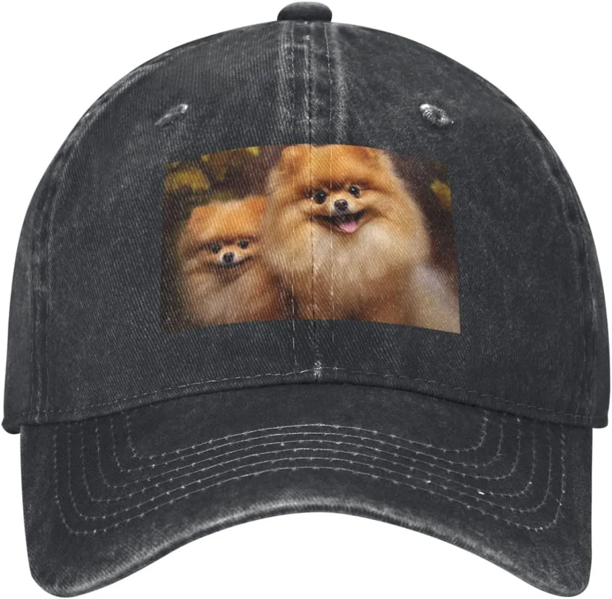 Yellow Pomeranian Unisex Baseball Cap Breathable Cotton Trucker Hat Classic Denim Dad Hat Summer Sun Hat