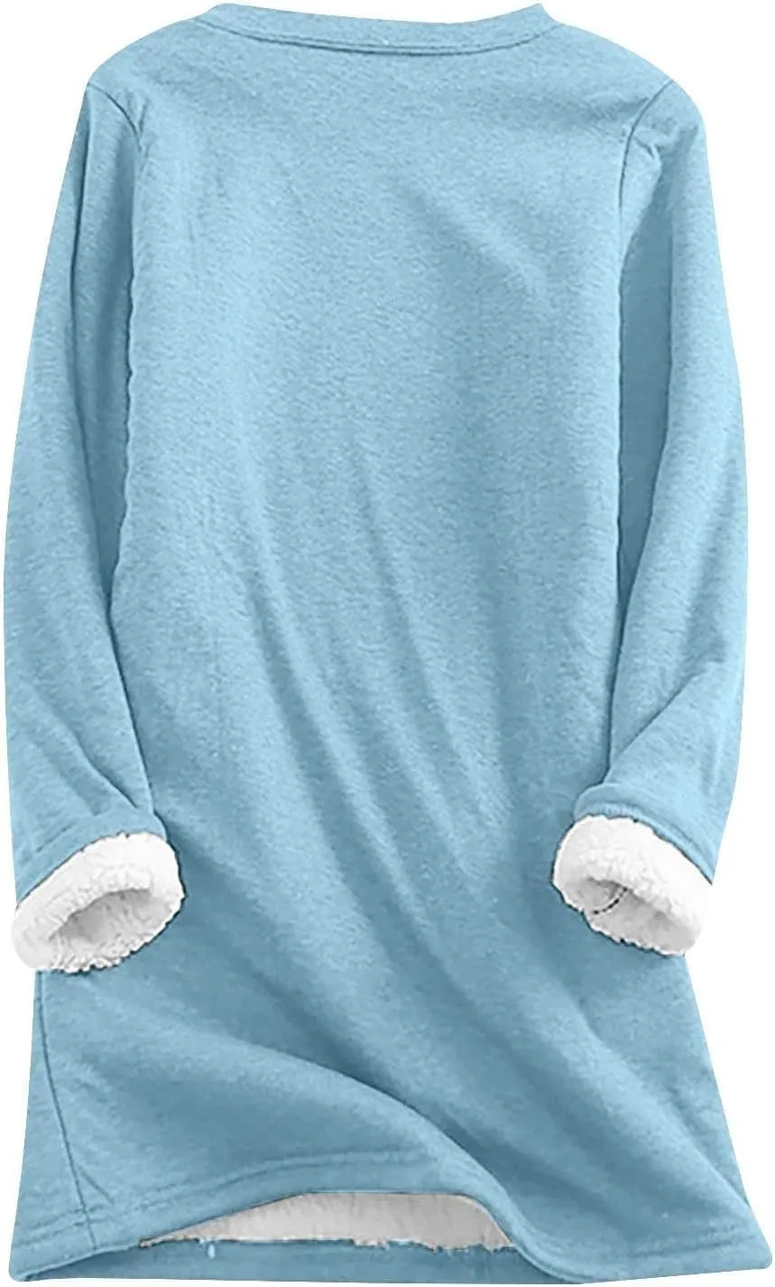 Yes,I'm Still Freezing -Me 24:7 Sherpa Lined Sweatshirt Women Fuzzy Fleece Thermal Jackets Casual Loose Loungewear
