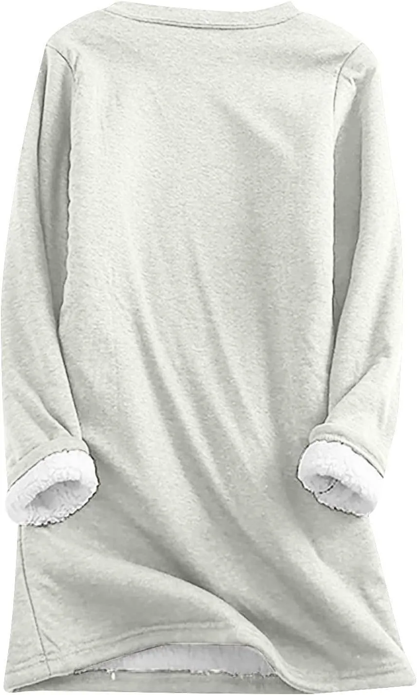 Yes,I'm Still Freezing -Me 24:7 Sherpa Lined Sweatshirt Women Fuzzy Fleece Thermal Jackets Casual Loose Loungewear