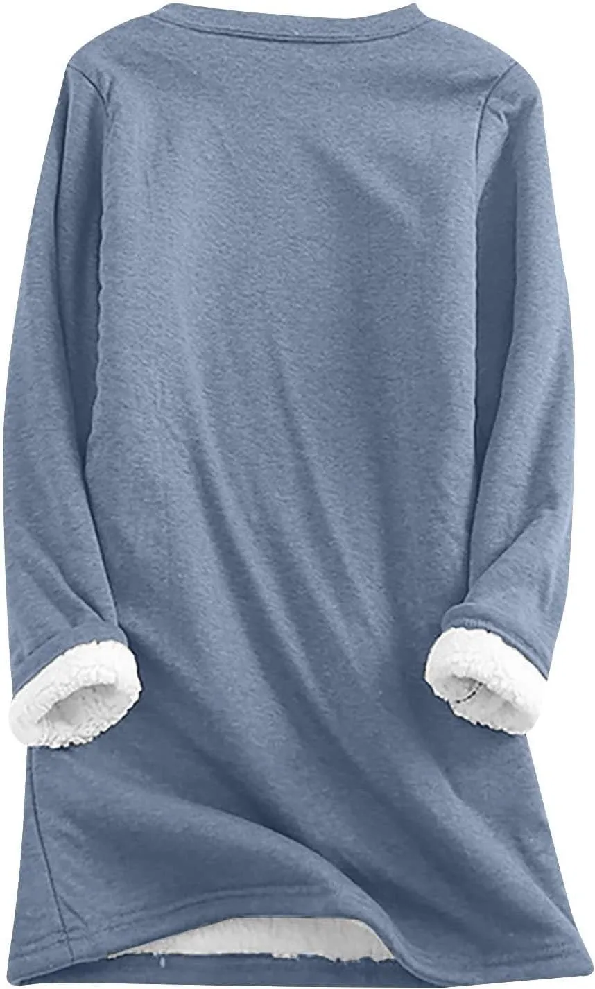 Yes,I'm Still -Me 24:7 Sherpa Lined Sweatshirt Women Faux Thermal Fluffy Coat Casual Loose Loungewear