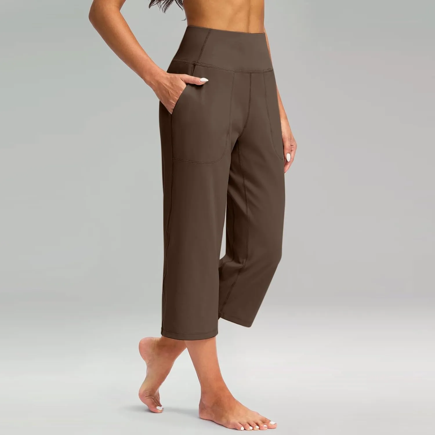Yoga Pant for Women High Waist Comfy Baggy Wide Leg Cropped Trouser 2025 Summer Hiking Workout Sweatpants with Pocket
