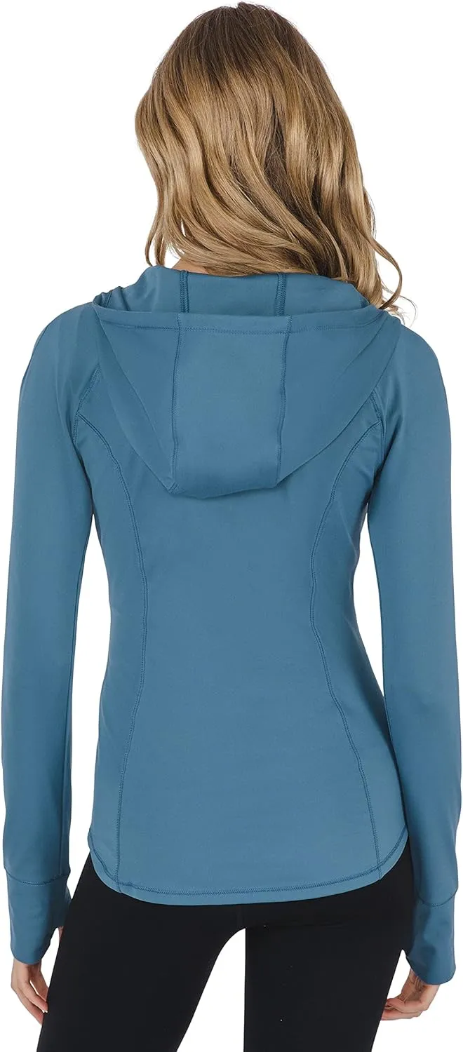 Yogalicious Full-Zip Lightweight Hooded Running Workout Yoga Lux Jacket with Pockets