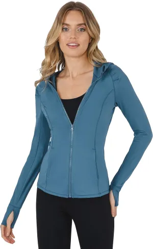 Yogalicious Full-Zip Lightweight Hooded Running Workout Yoga Lux Jacket with Pockets