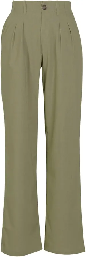YOLAI Women Casual Solid Color Pants Summer Breathable Straight Leg Pants Flowy Business Work Trousers with Pockets