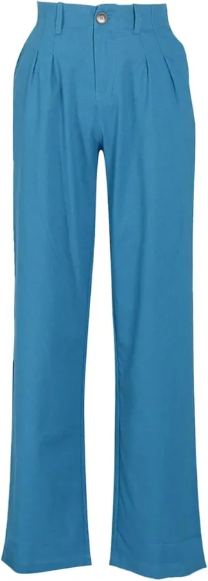 YOLAI Women Casual Solid Color Pants Summer Breathable Straight Leg Pants Flowy Business Work Trousers with Pockets
