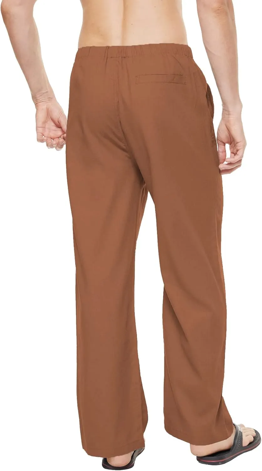 YuKaiChen Men's Linen Cotton Yoga Pants Casual Loose Sweatpants Beach Trousers Lounge Pants
