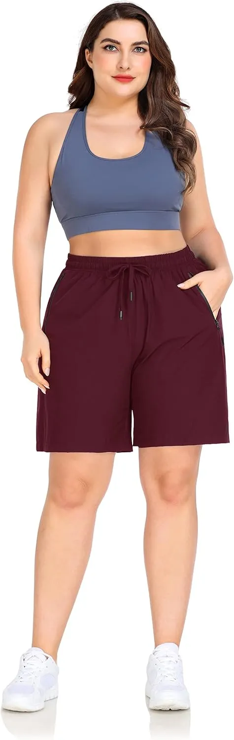 ZERDOCEAN Women's Plus Size Hiking Shorts Lightweight Quick Dry Outdoor Athletic Shorts Zipper Pockets