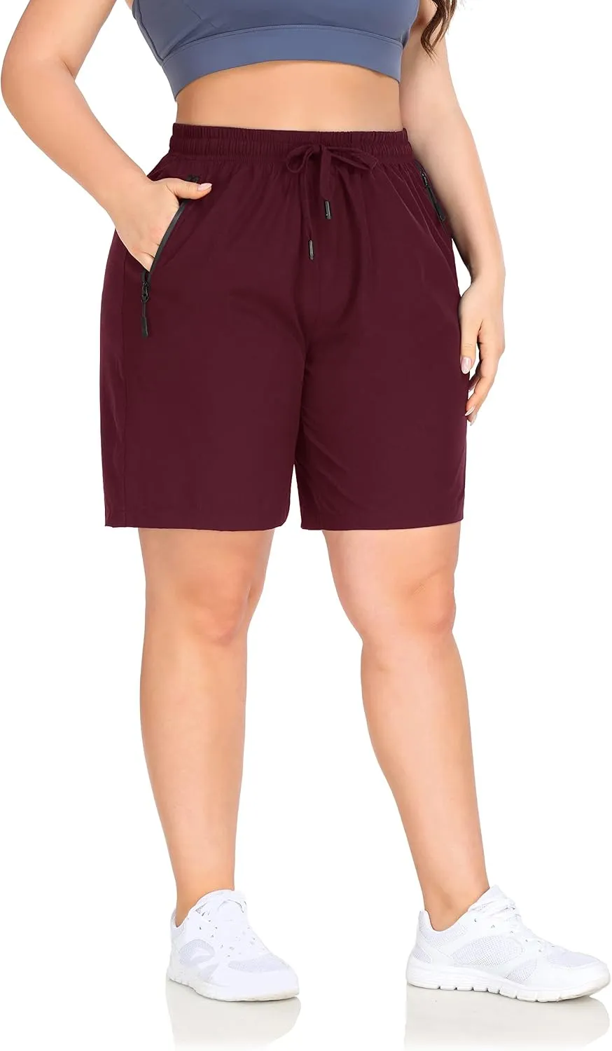 ZERDOCEAN Women's Plus Size Hiking Shorts Lightweight Quick Dry Outdoor Athletic Shorts Zipper Pockets