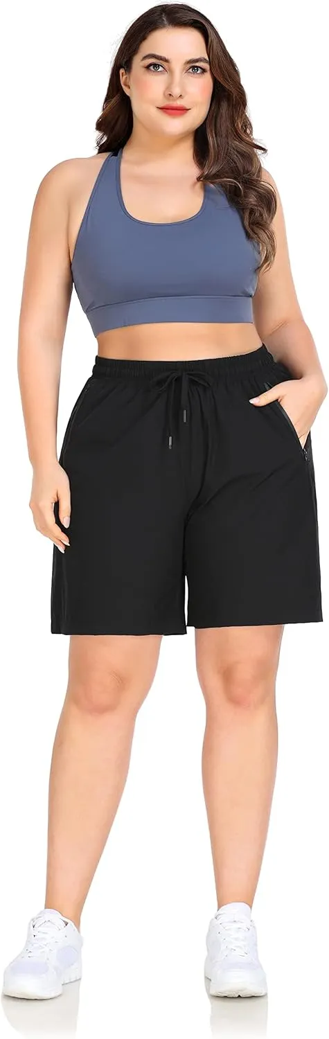 ZERDOCEAN Women's Plus Size Hiking Shorts Lightweight Quick Dry Outdoor Athletic Shorts Zipper Pockets