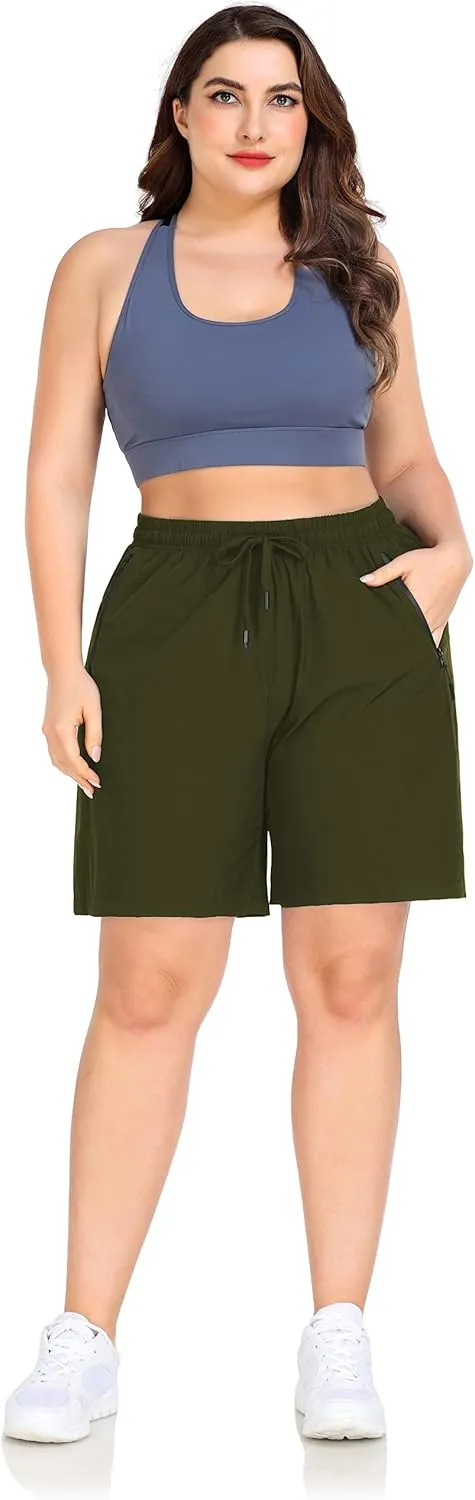 ZERDOCEAN Women's Plus Size Hiking Shorts Lightweight Quick Dry Outdoor Athletic Shorts Zipper Pockets