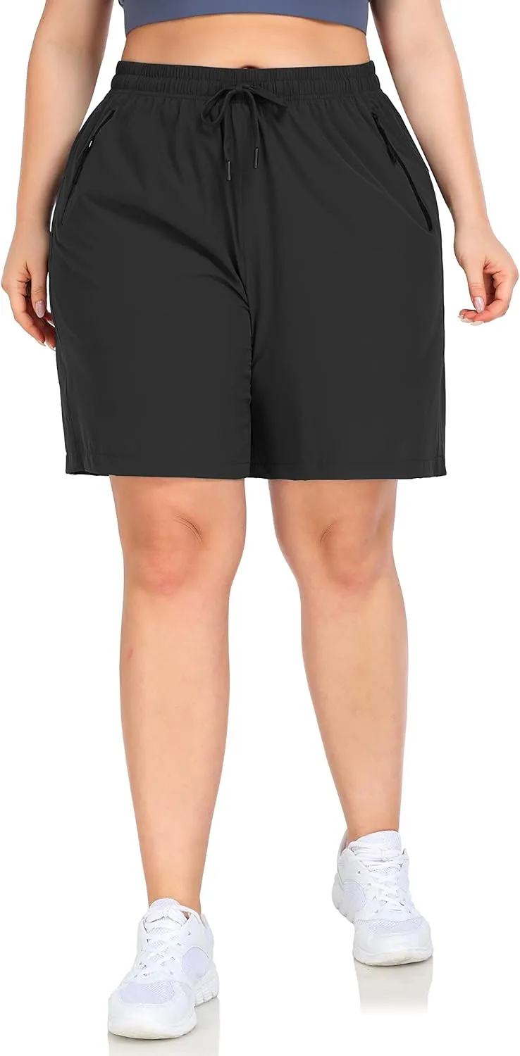 ZERDOCEAN Women's Plus Size Hiking Shorts Lightweight Quick Dry Outdoor Athletic Shorts Zipper Pockets
