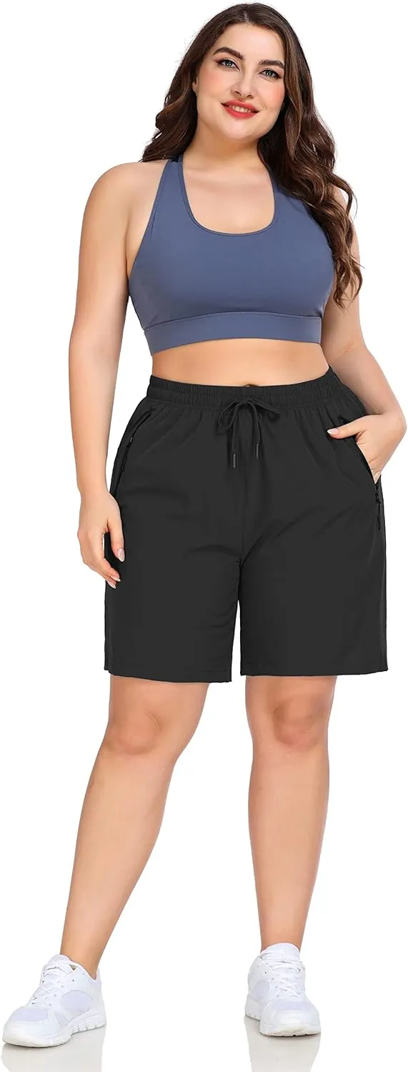 ZERDOCEAN Women's Plus Size Hiking Shorts Lightweight Quick Dry Outdoor Athletic Shorts Zipper Pockets