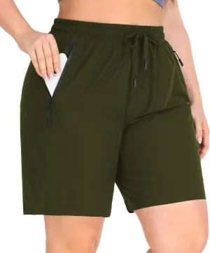 ZERDOCEAN Women's Plus Size Hiking Shorts Lightweight Quick Dry Outdoor Athletic Shorts Zipper Pockets