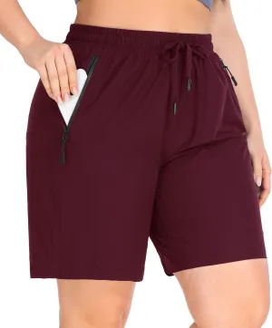 ZERDOCEAN Women's Plus Size Hiking Shorts Lightweight Quick Dry Outdoor Athletic Shorts Zipper Pockets