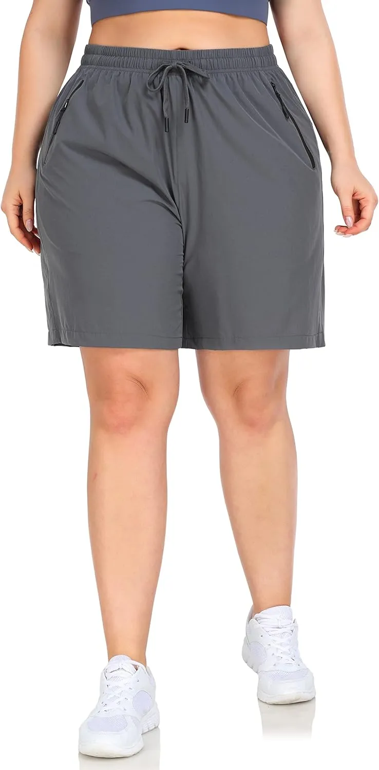 ZERDOCEAN Women's Plus Size Hiking Shorts Lightweight Quick Dry Outdoor Athletic Shorts Zipper Pockets