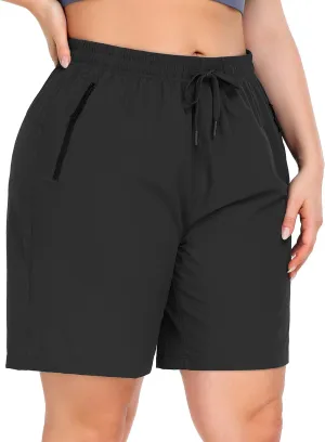 ZERDOCEAN Women's Plus Size Hiking Shorts Lightweight Quick Dry Outdoor Athletic Shorts Zipper Pockets