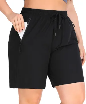 ZERDOCEAN Women's Plus Size Hiking Shorts Lightweight Quick Dry Outdoor Athletic Shorts Zipper Pockets