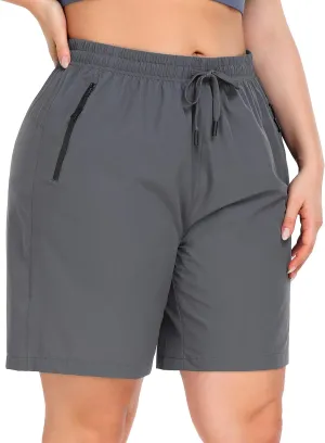 ZERDOCEAN Women's Plus Size Hiking Shorts Lightweight Quick Dry Outdoor Athletic Shorts Zipper Pockets