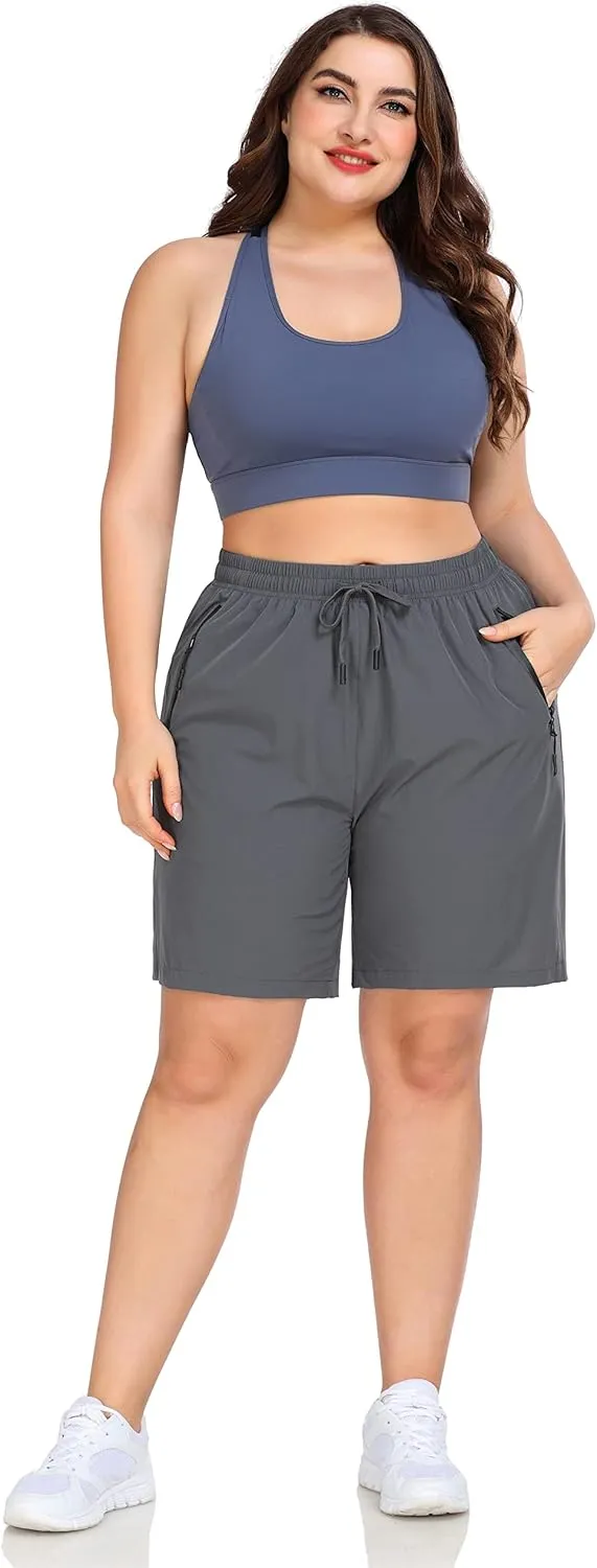 ZERDOCEAN Women's Plus Size Hiking Shorts Lightweight Quick Dry Outdoor Athletic Shorts Zipper Pockets