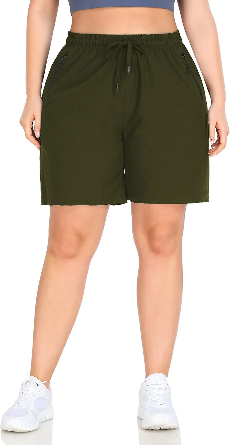 ZERDOCEAN Women's Plus Size Hiking Shorts Lightweight Quick Dry Outdoor Athletic Shorts Zipper Pockets