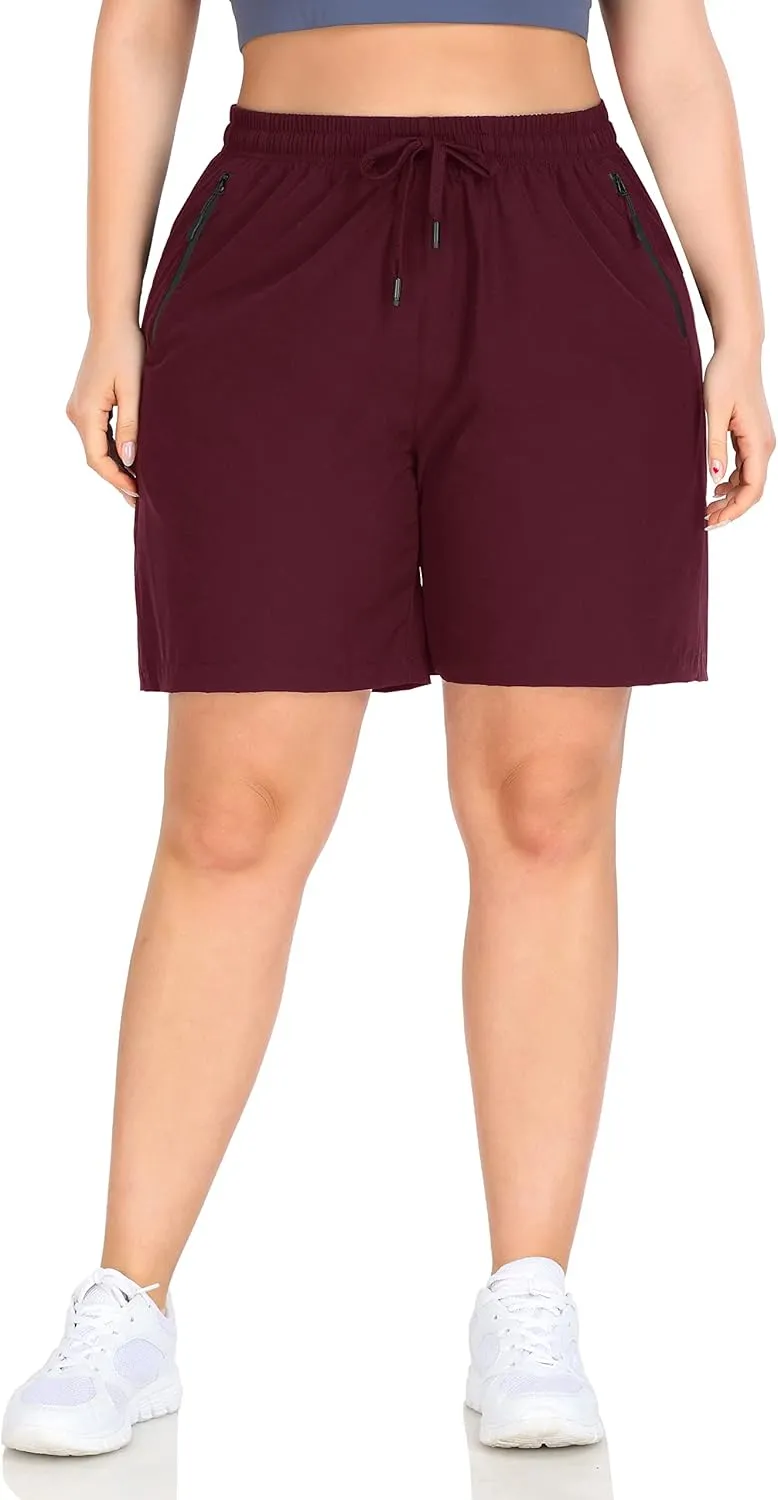 ZERDOCEAN Women's Plus Size Hiking Shorts Lightweight Quick Dry Outdoor Athletic Shorts Zipper Pockets