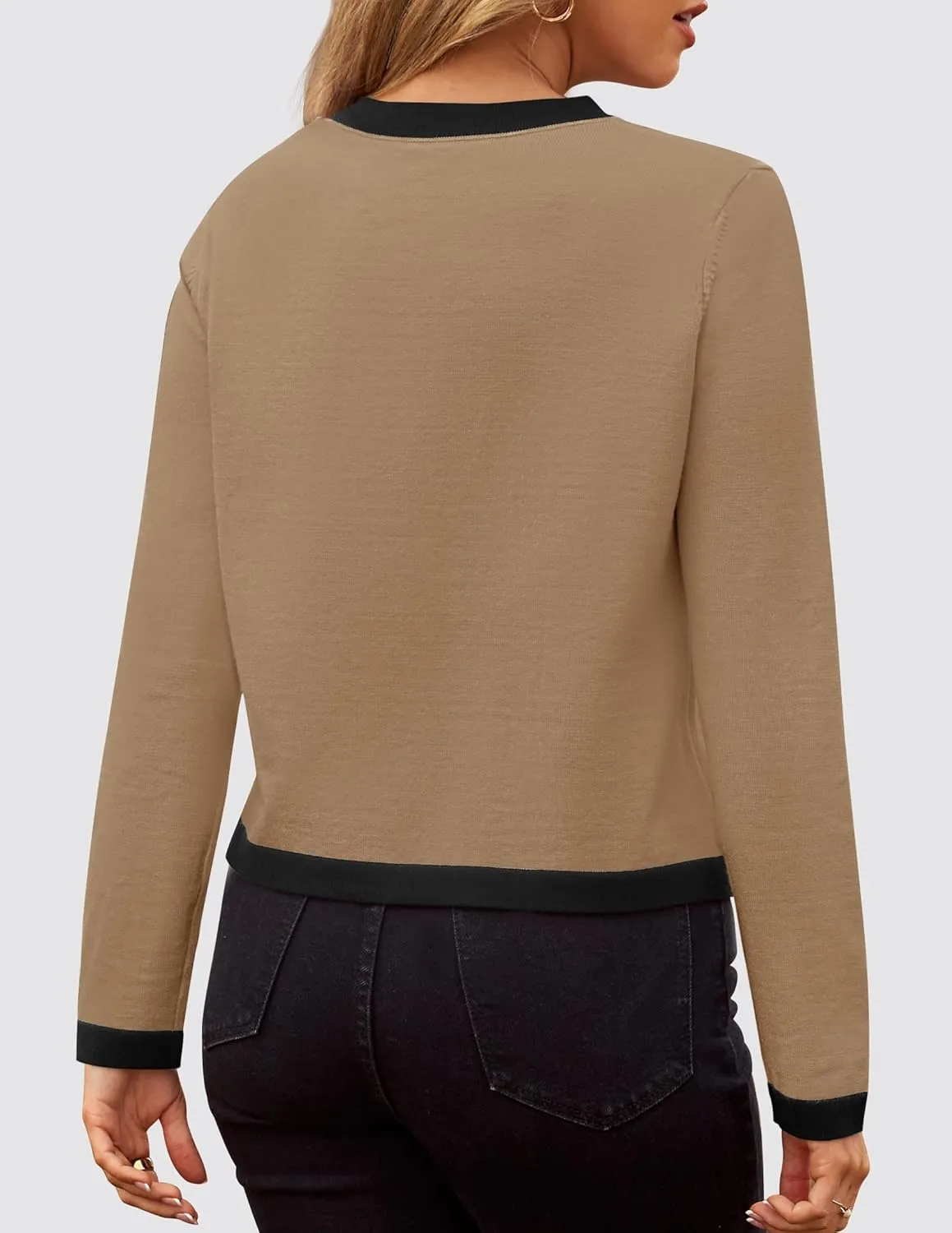 ZESICA Women's Fall Sweaters 2025 Long Sleeve Crewneck Knit Color Block Lightweight Pullover Tops Clothes